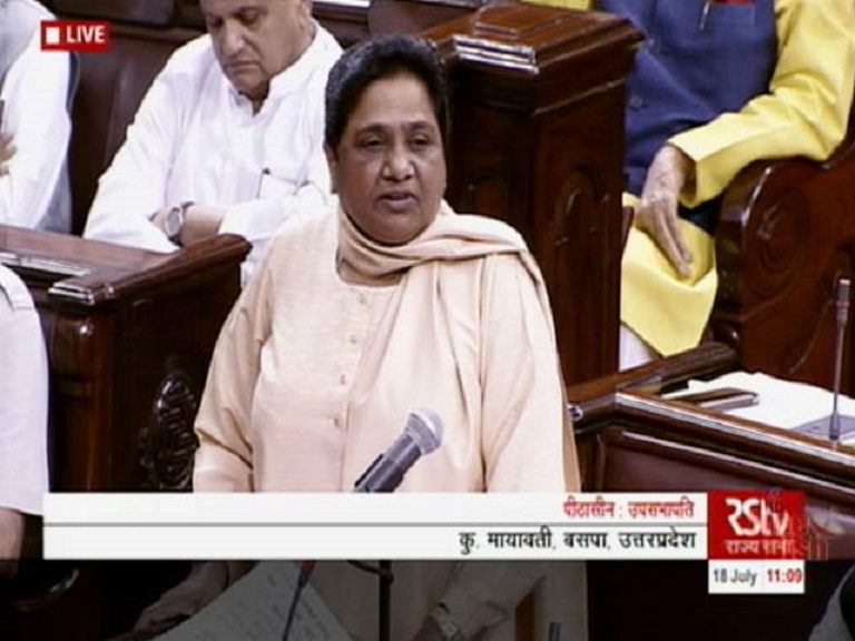 राज्यसभा में सहारनपुर हिंसा पर हँगामा, इस्तीफे की धमकी के बाद मायावती का वॉकआउट